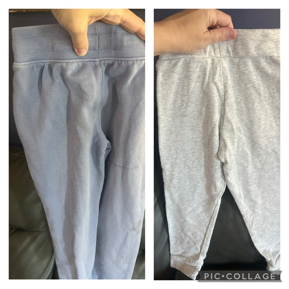 2 pair Cat and Jack sweat pants. Pale blue, light gray marl. Size XS 4/5
